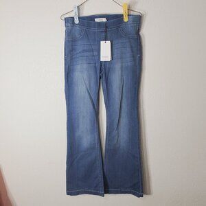 Cello Deluxe Comfort Stretch Size Medium Blue Flare Jeans RN#129203 Acid wash